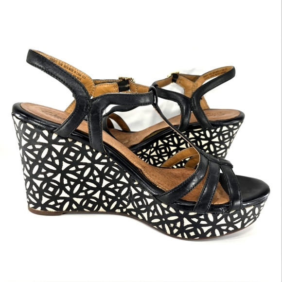 Clarks Artison NEW!! Amelia Avery, Black Leather, Wedge Sandal. Women's 9.5M - Picture 3 of 12
